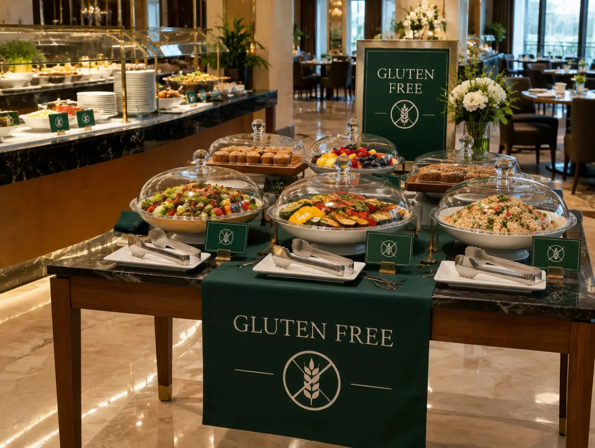 Otel açık büfesinde ayrı ve kapalı glutensiz bölüm